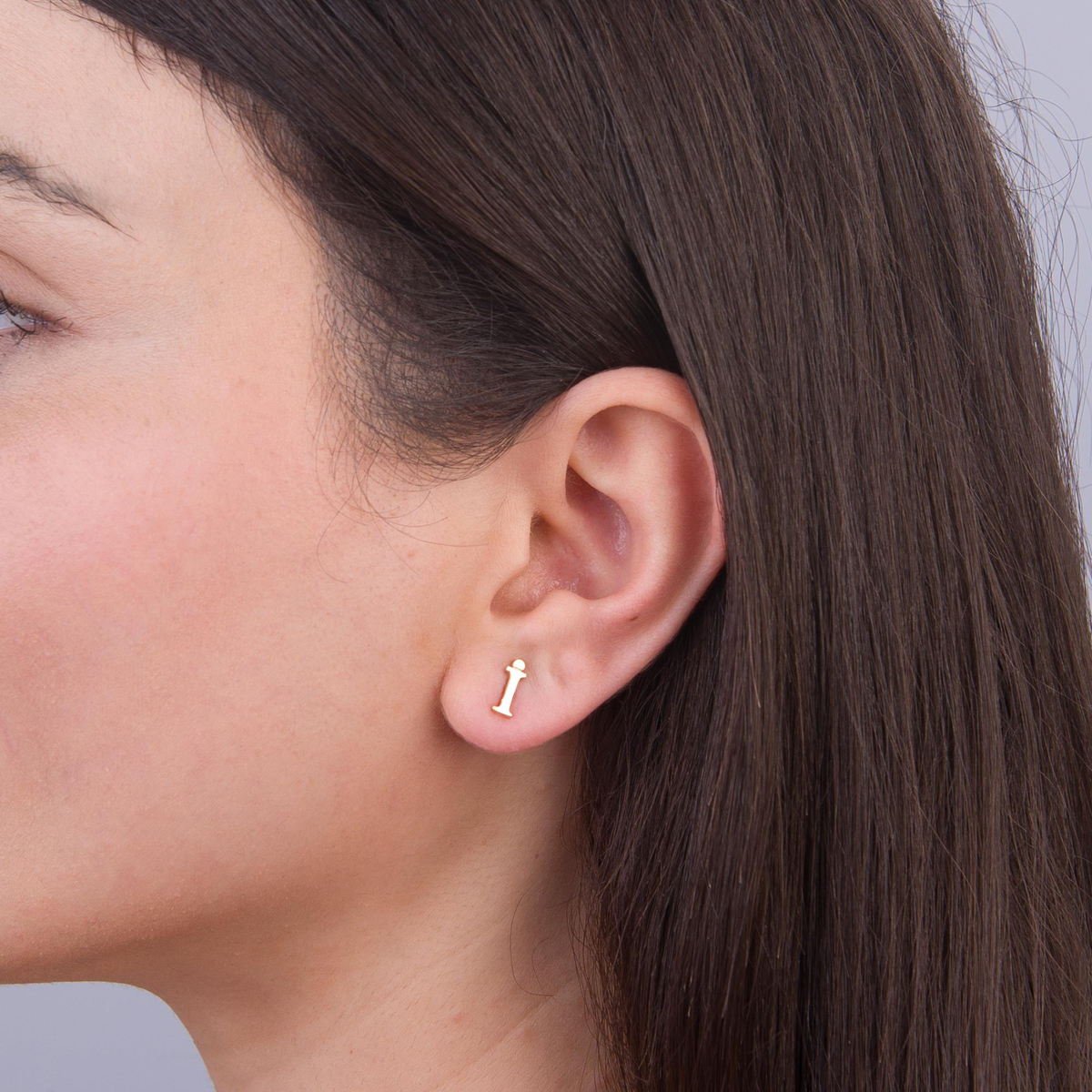 14 Ayar Altın İ Harf Küpe