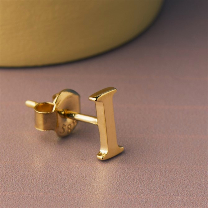 14 Ayar Altın I Harf Küpe