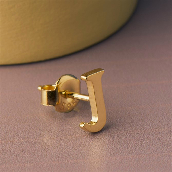 14 Ayar Altın J Harf Küpe