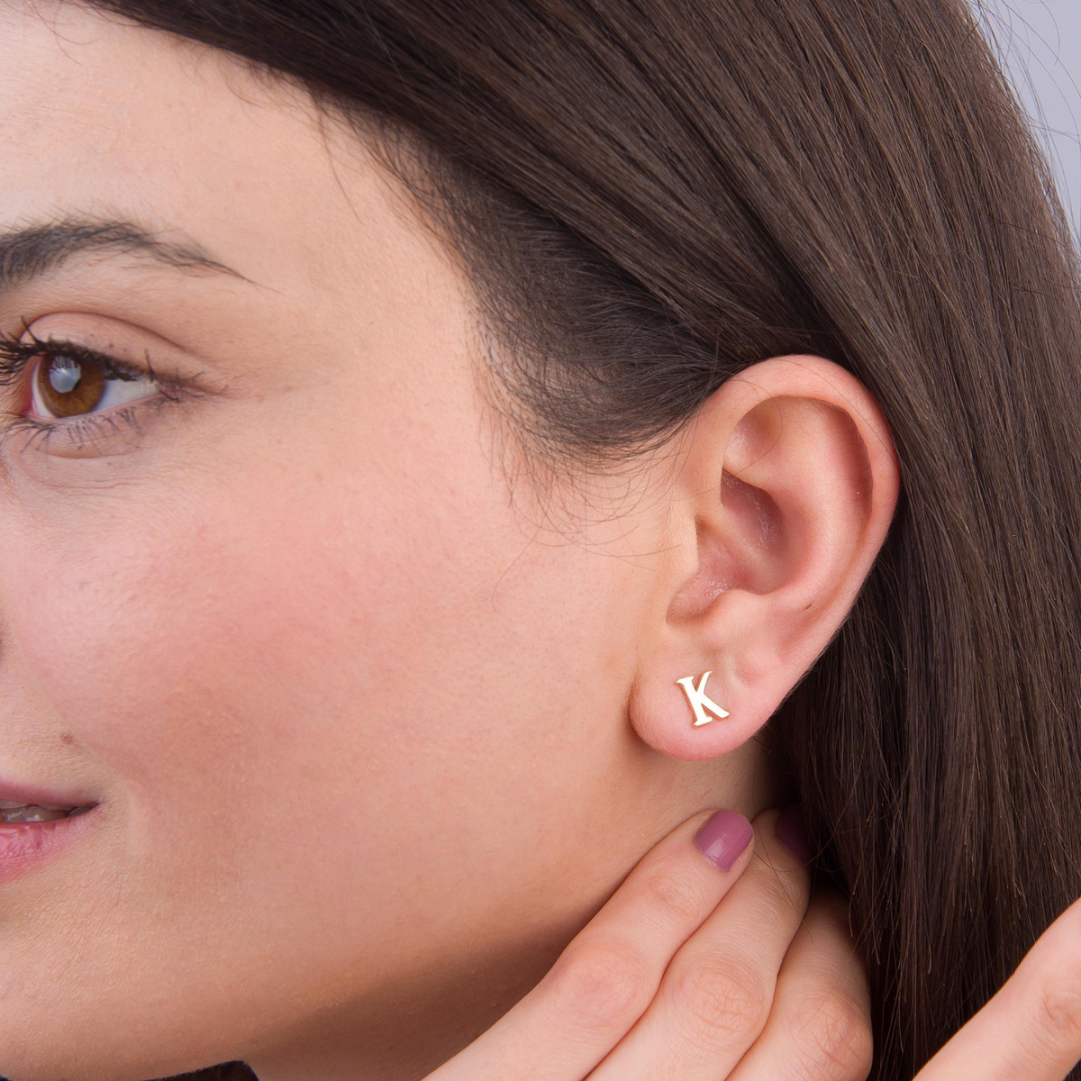 14 Ayar Altın K Harf Küpe