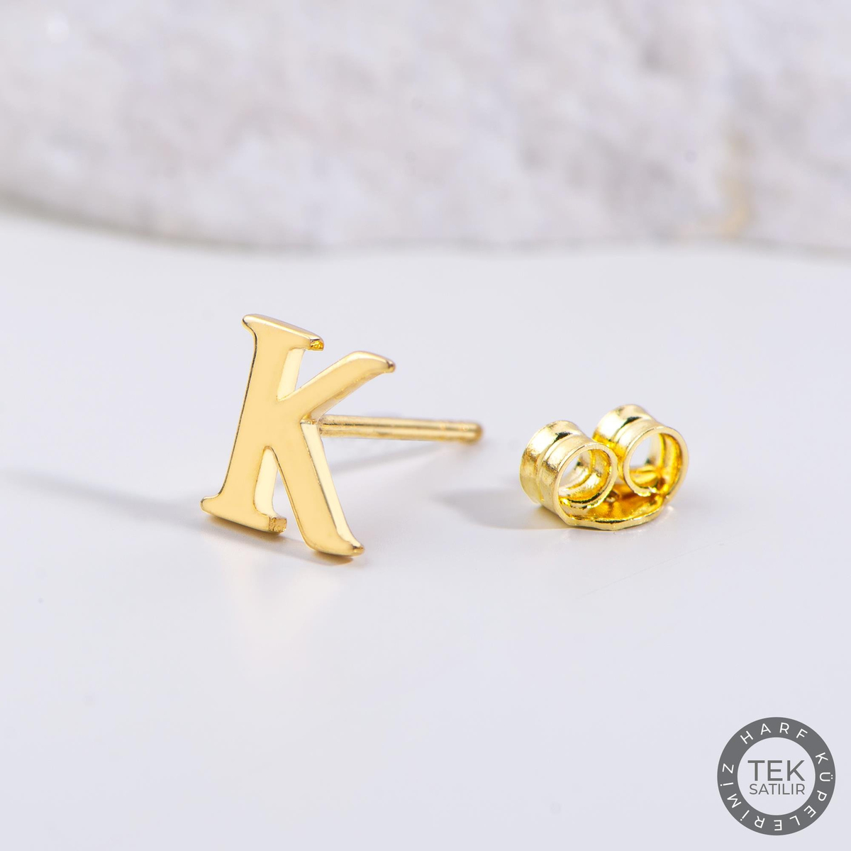 14 Ayar Altın K Harf Küpe