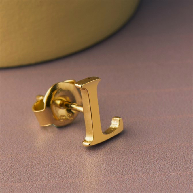 14 Ayar Altın L Harf Küpe