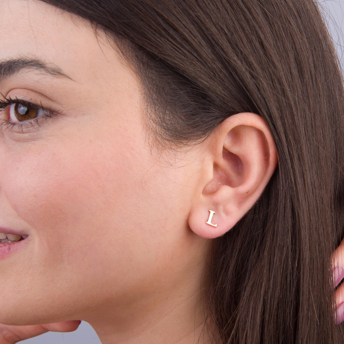 14 Ayar Altın L Harf Küpe