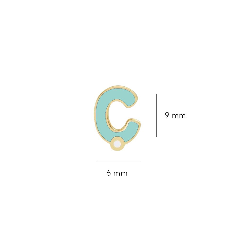 14 Ayar Altın Mineli Ç Harf Küpe