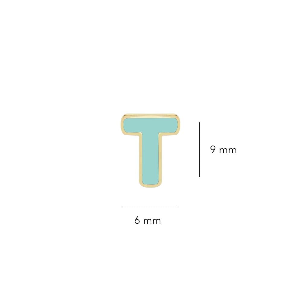 14 Ayar Altın Mineli T Harf Küpe