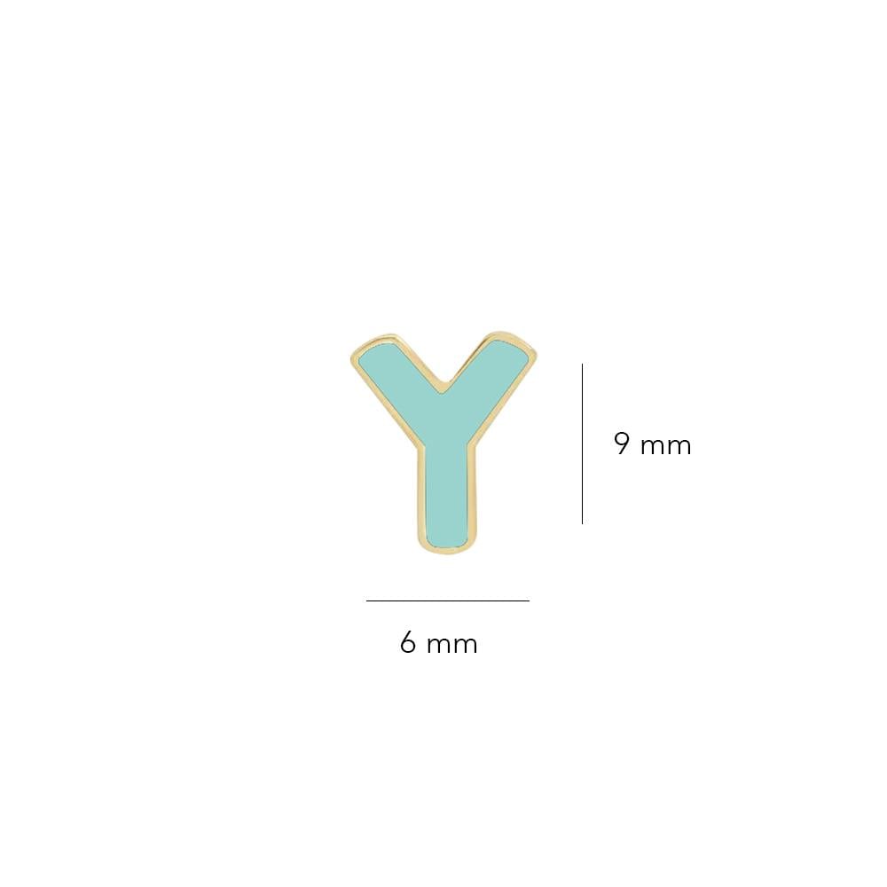 14 Ayar Altın Mineli Y Harf Küpe