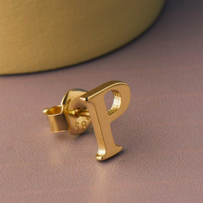 14 Ayar Altın P Harf Küpe