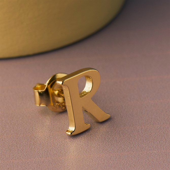 14 Ayar Altın R Harf Küpe