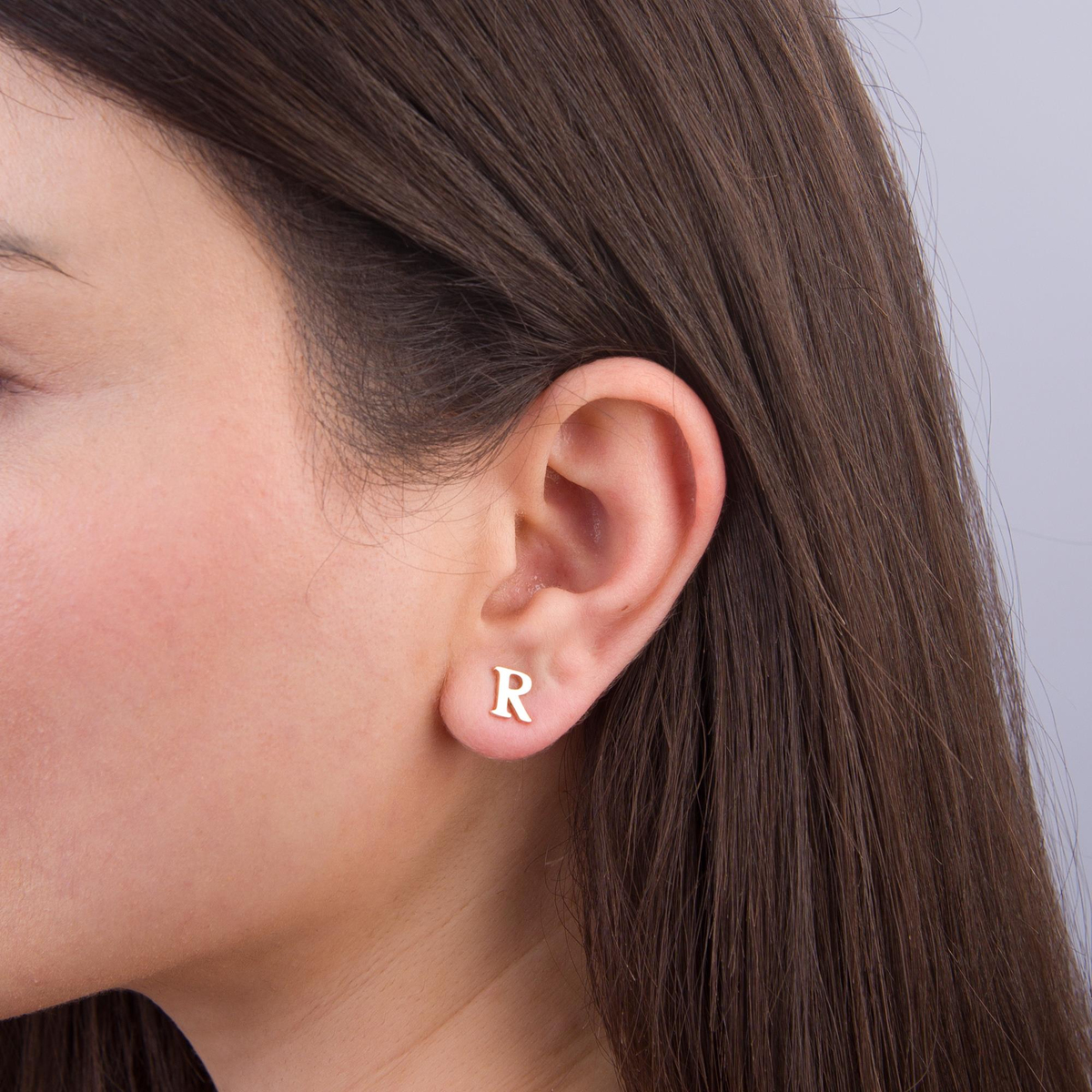 14 Ayar Altın R Harf Küpe