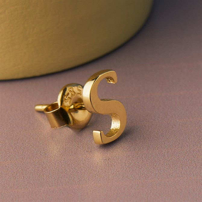 14 Ayar Altın S Harf Küpe