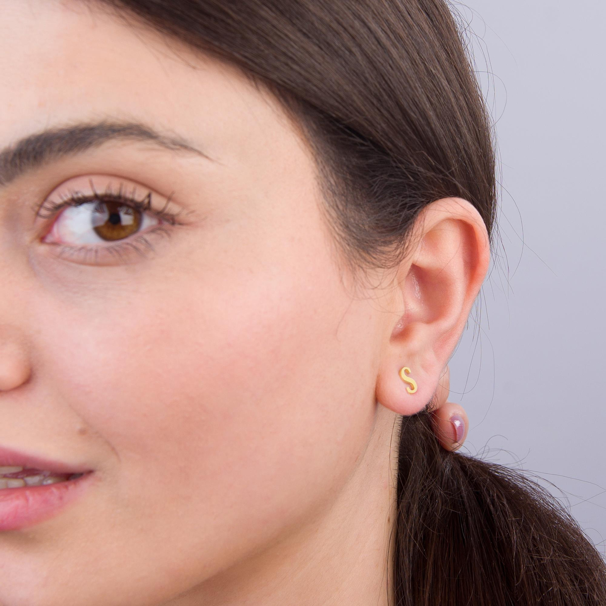 14 Ayar Altın S Harf Küpe