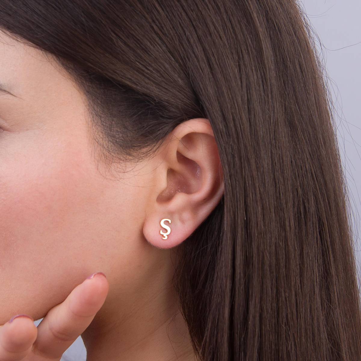 14 Ayar Altın Ş Harf Küpe