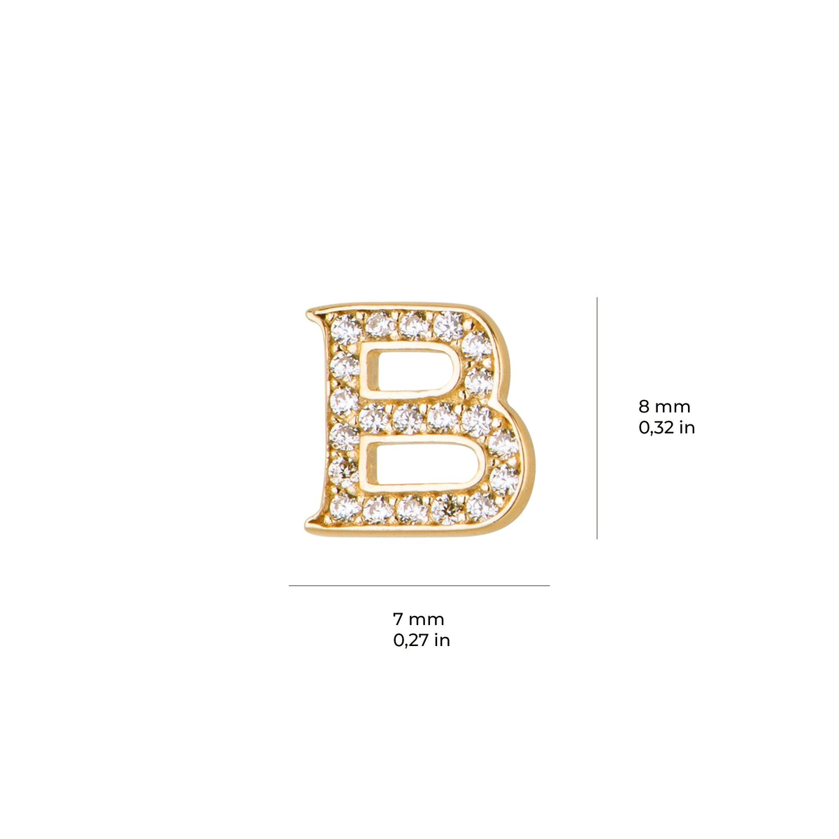 14 Ayar Altın Taşlı B Harf Küpe