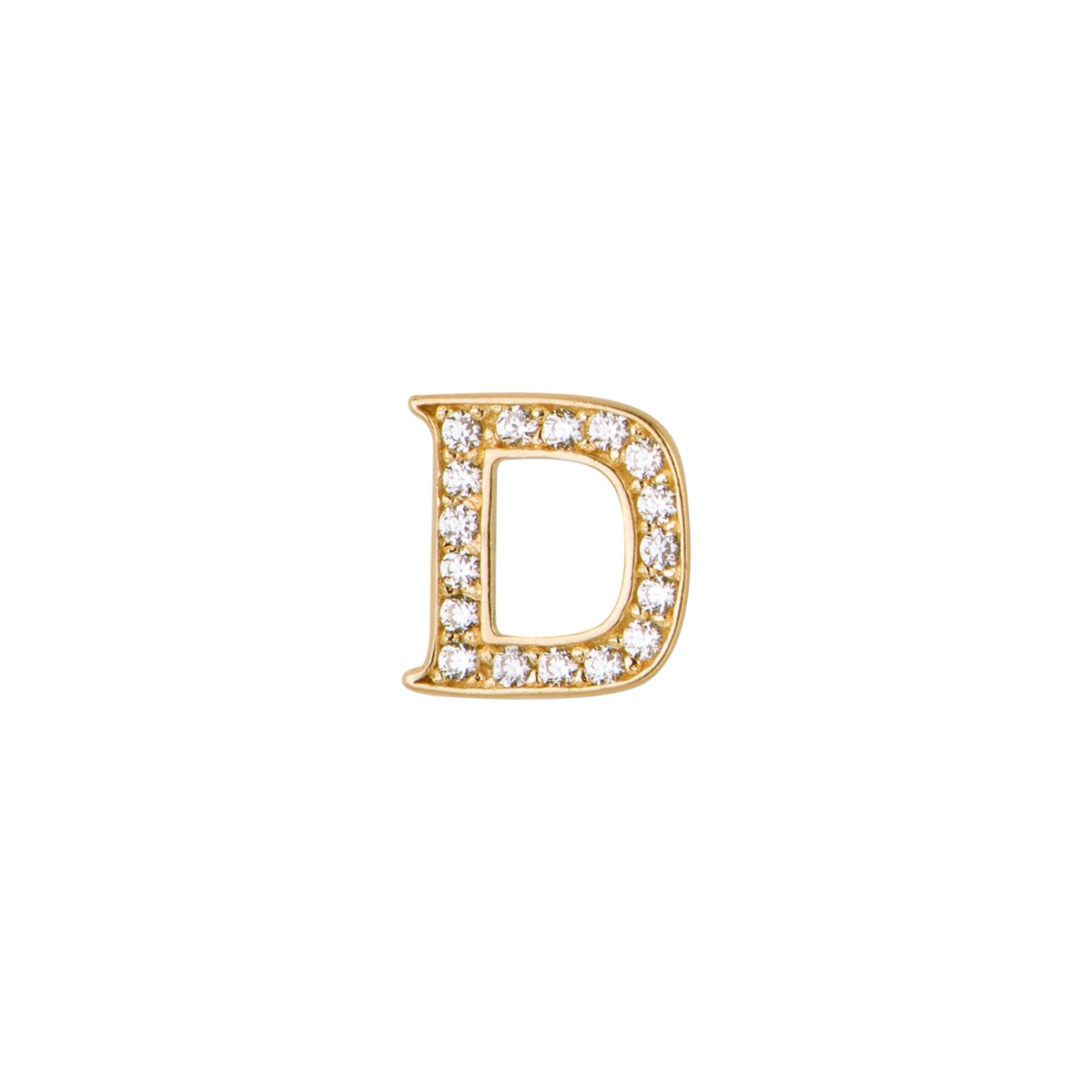 14 Ayar Altın Taşlı D Harf Küpe
