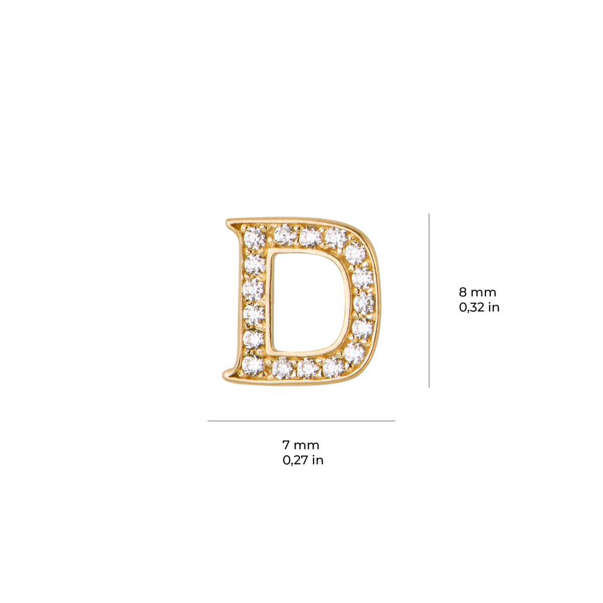 14 Ayar Altın Taşlı D Harf Küpe