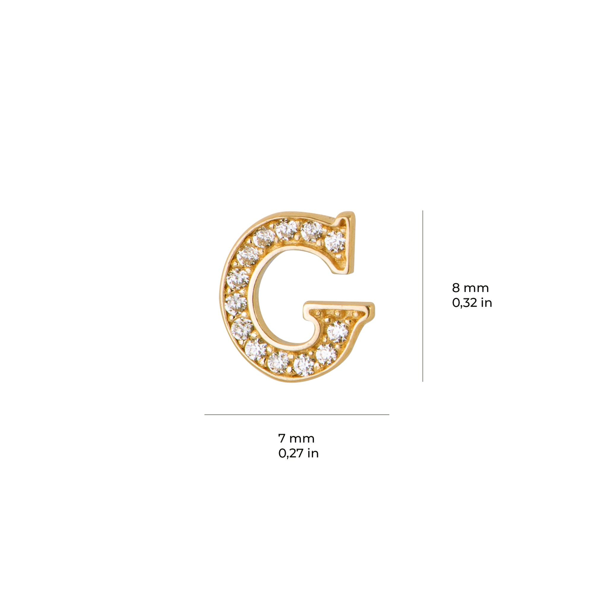 14 Ayar Altın Taşlı G Harf Küpe
