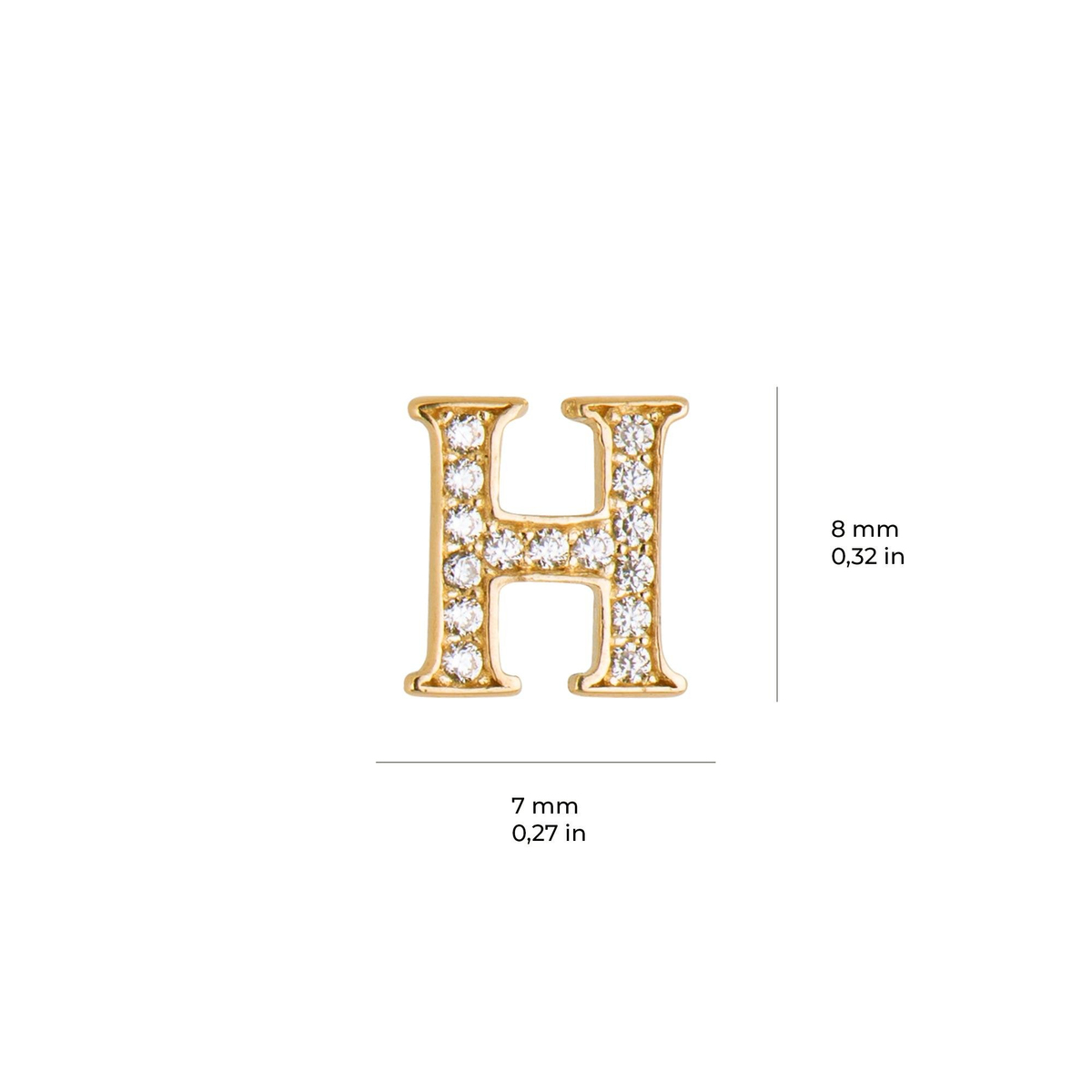 14 Ayar Altın Taşlı H Harf Küpe