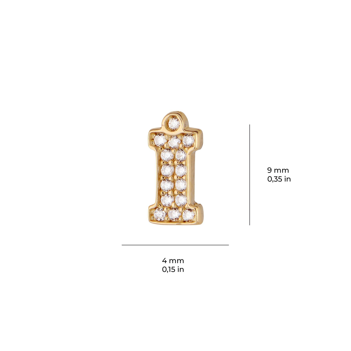 14 Ayar Altın Taşlı İ Harf Küpe