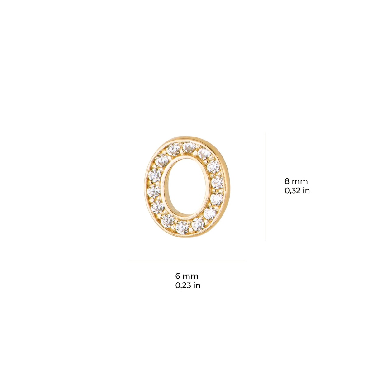 14 Ayar Altın Taşlı O Harf Küpe