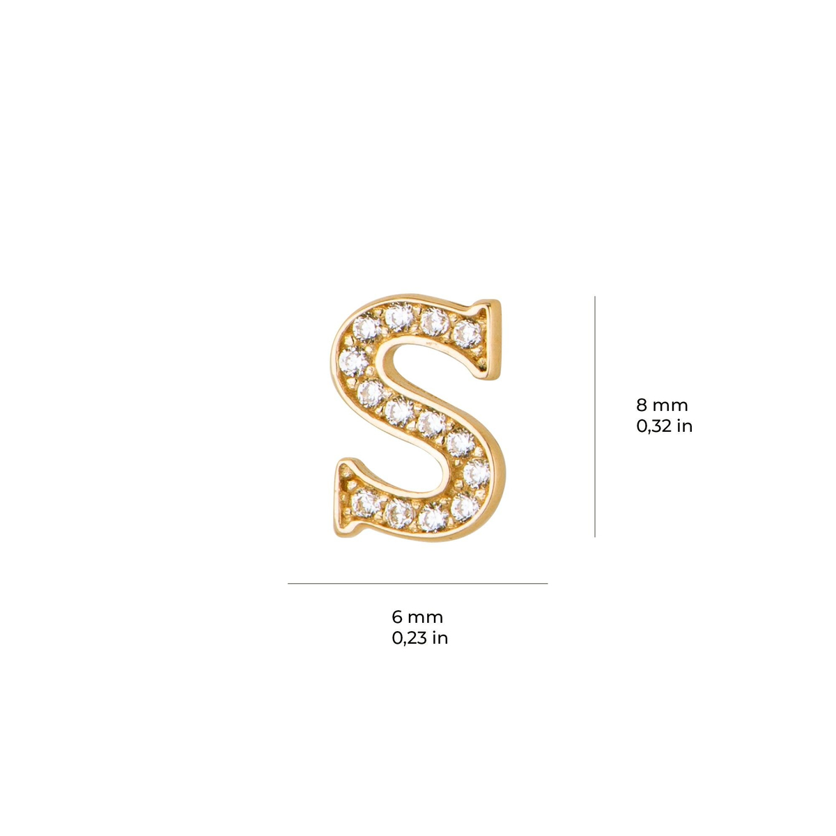 14 Ayar Altın Taşlı S Harf Küpe
