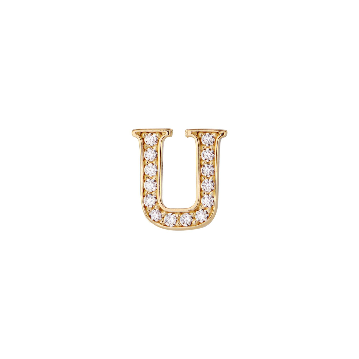 14 Ayar Altın Taşlı U Harf Küpe
