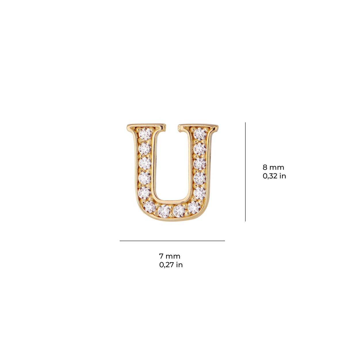 14 Ayar Altın Taşlı U Harf Küpe