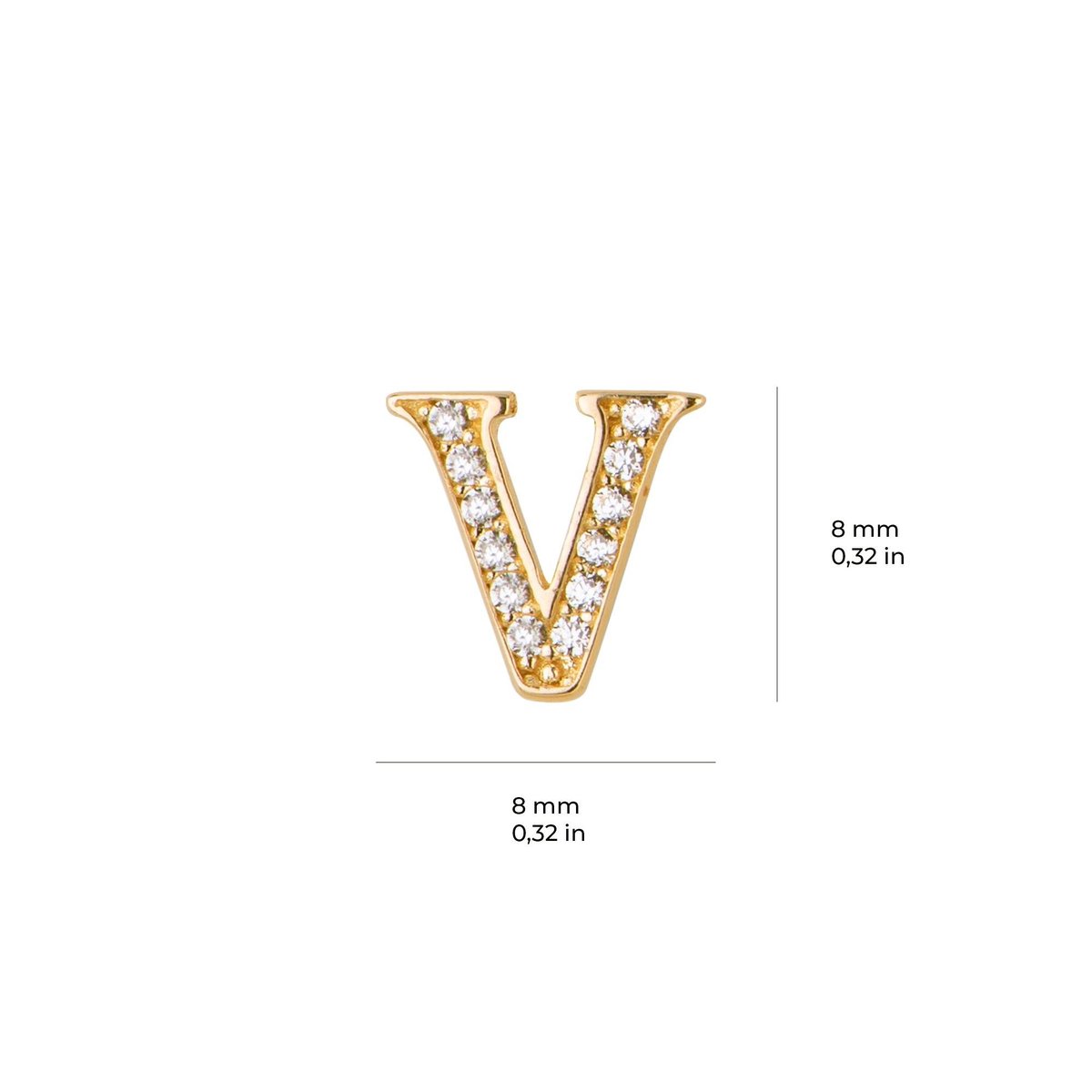 14 Ayar Altın Taşlı V Harf Küpe