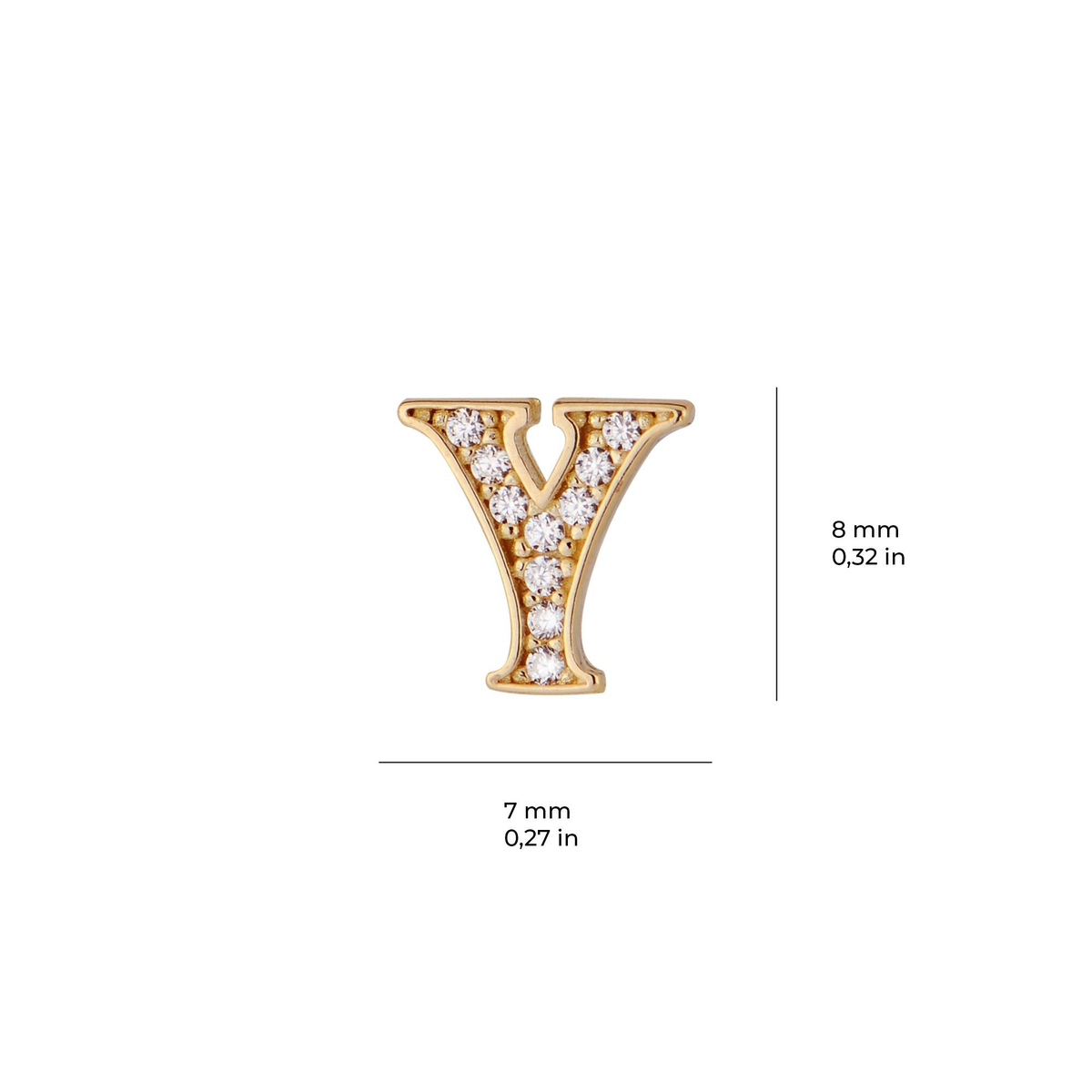 14 Ayar Altın Taşlı Y Harf Küpe