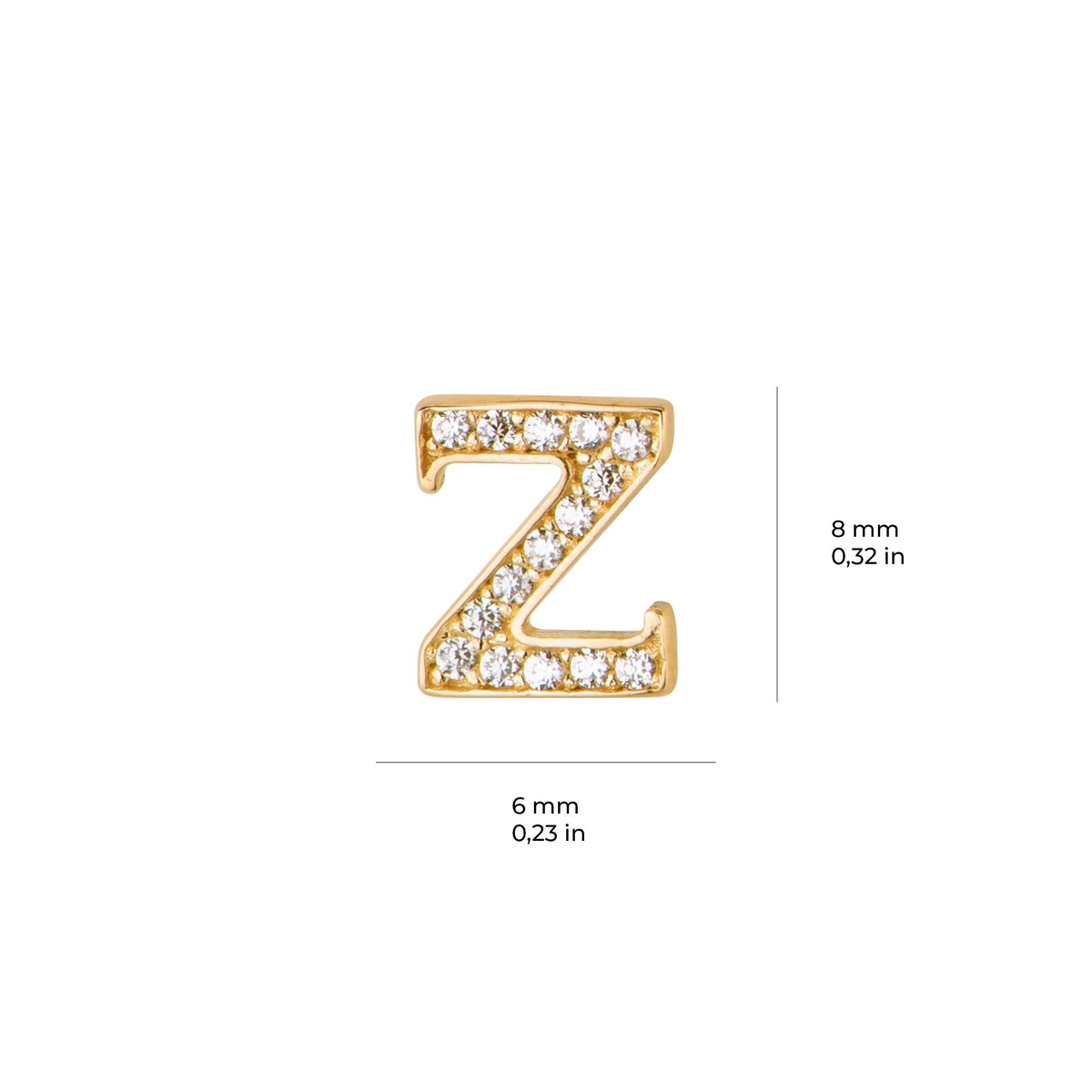 14 Ayar Altın Taşlı Z Harf Küpe