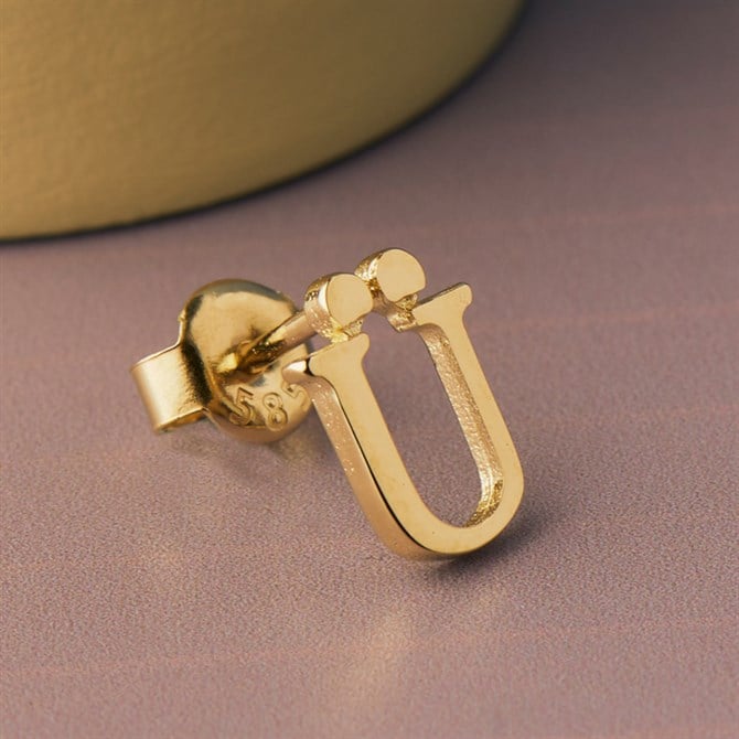 14 Ayar Altın Ü Harf Küpe