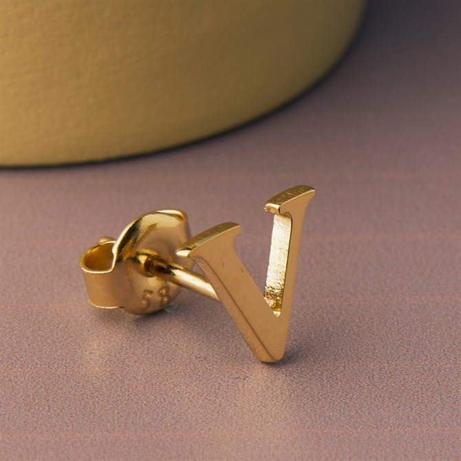 14 Ayar Altın V Harf Küpe