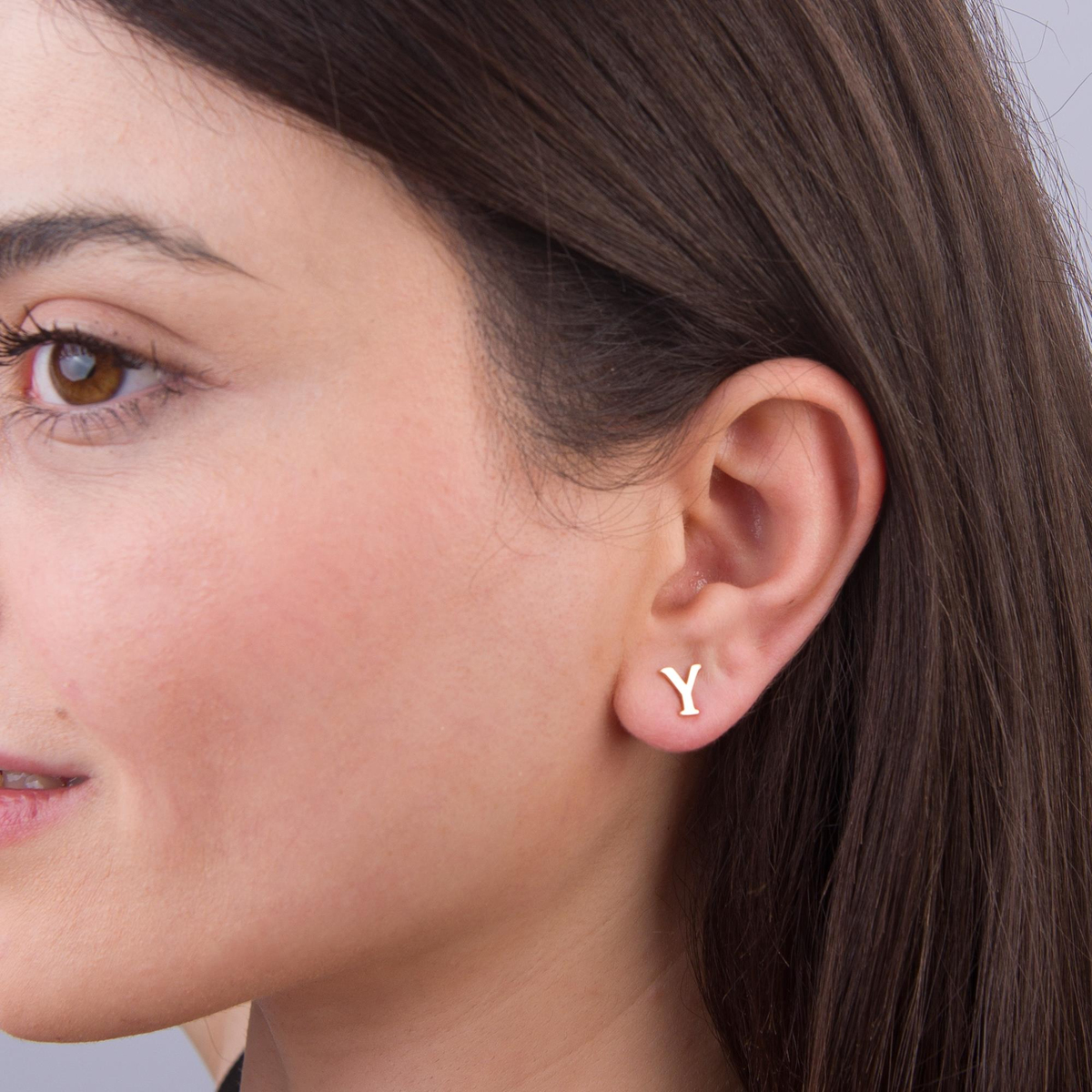 14 Ayar Altın Y Harf Küpe