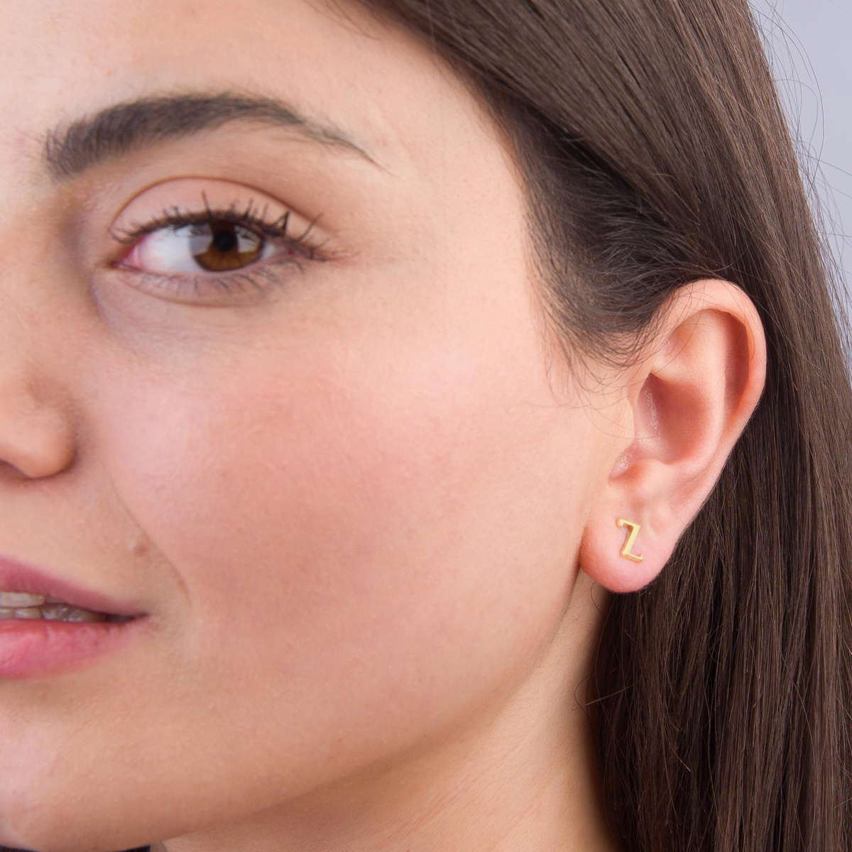 14 Ayar Altın Z Harf Küpe