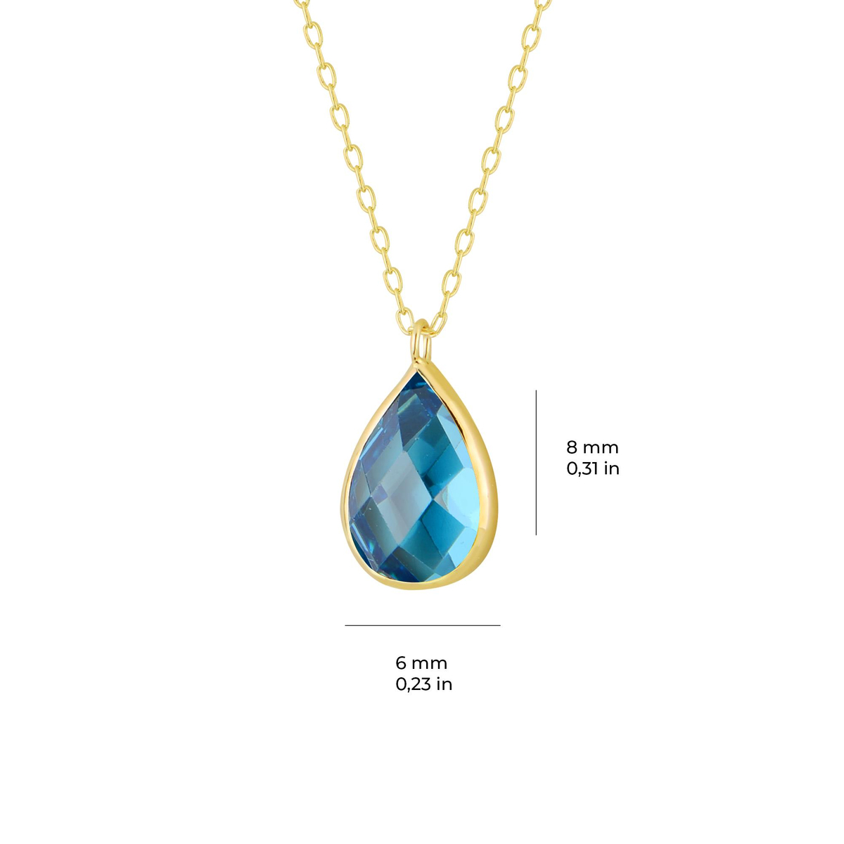 14 Ayar Altın Damla Taşlı Kolye