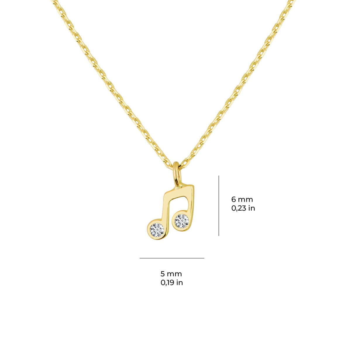 14 Ayar Altın Nota Kolye