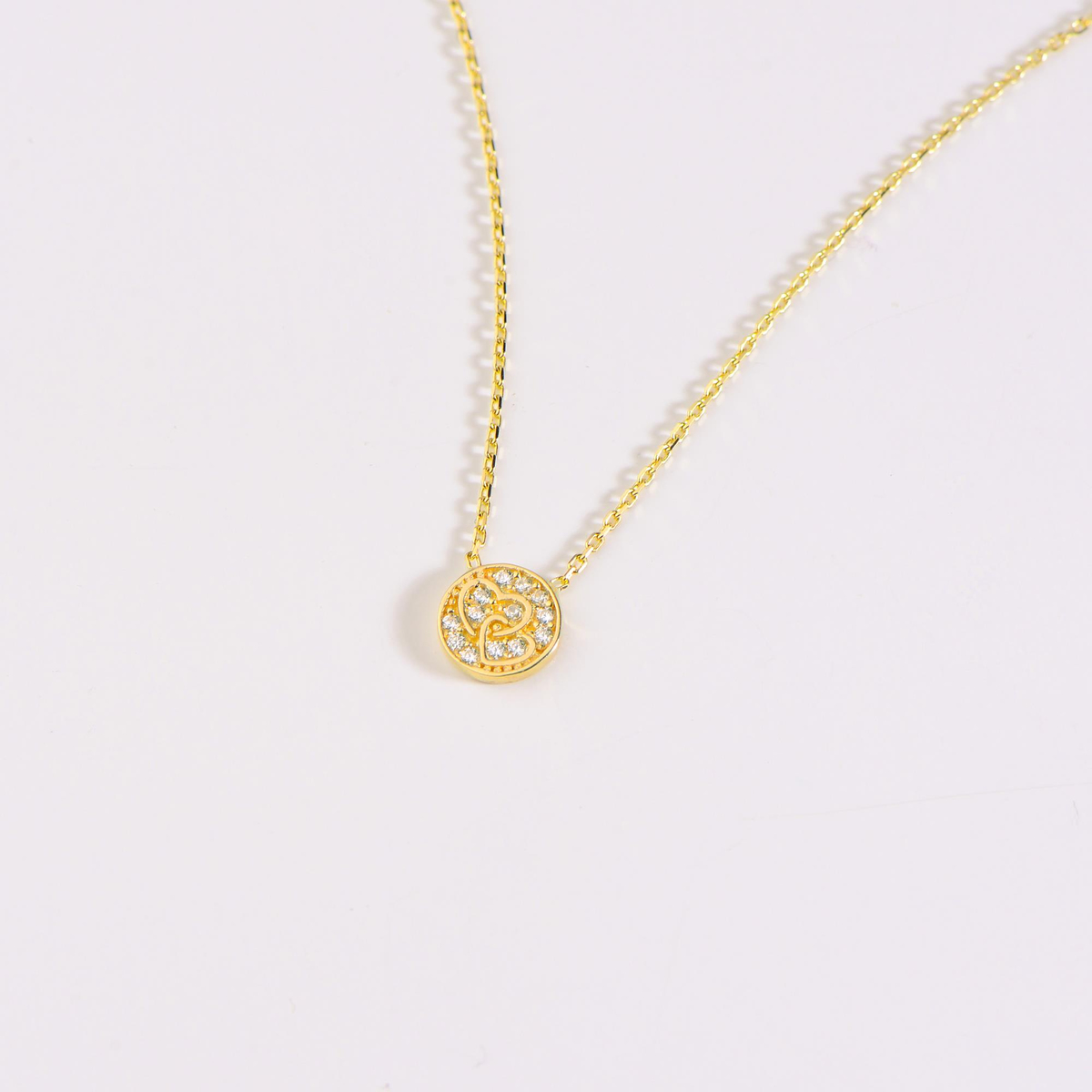 14 Ayar Kalp Taşlı Altın Kolye