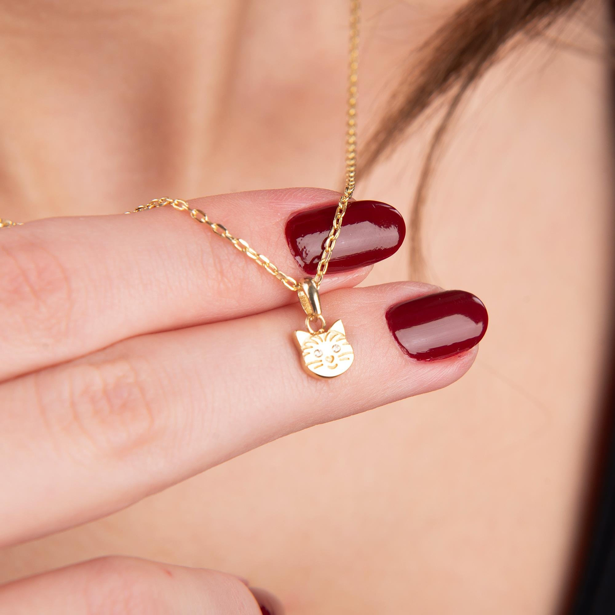 14 Ayar Kedi Altın Kolye