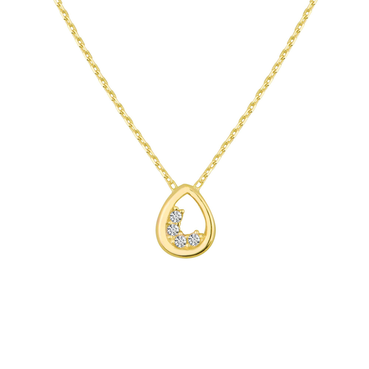 14 Ayar Taşlı Damla Altın Kolye