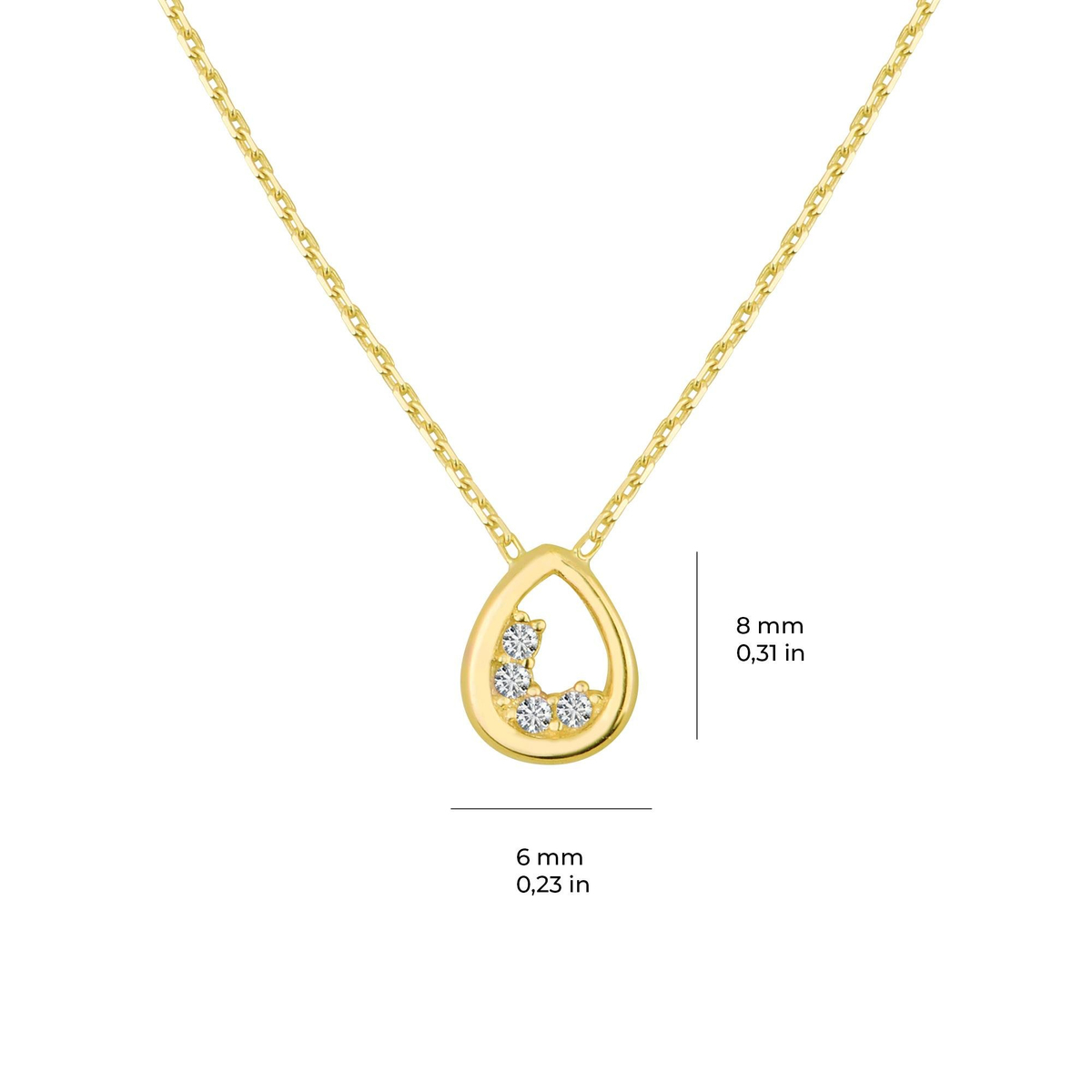 14 Ayar Taşlı Damla Altın Kolye