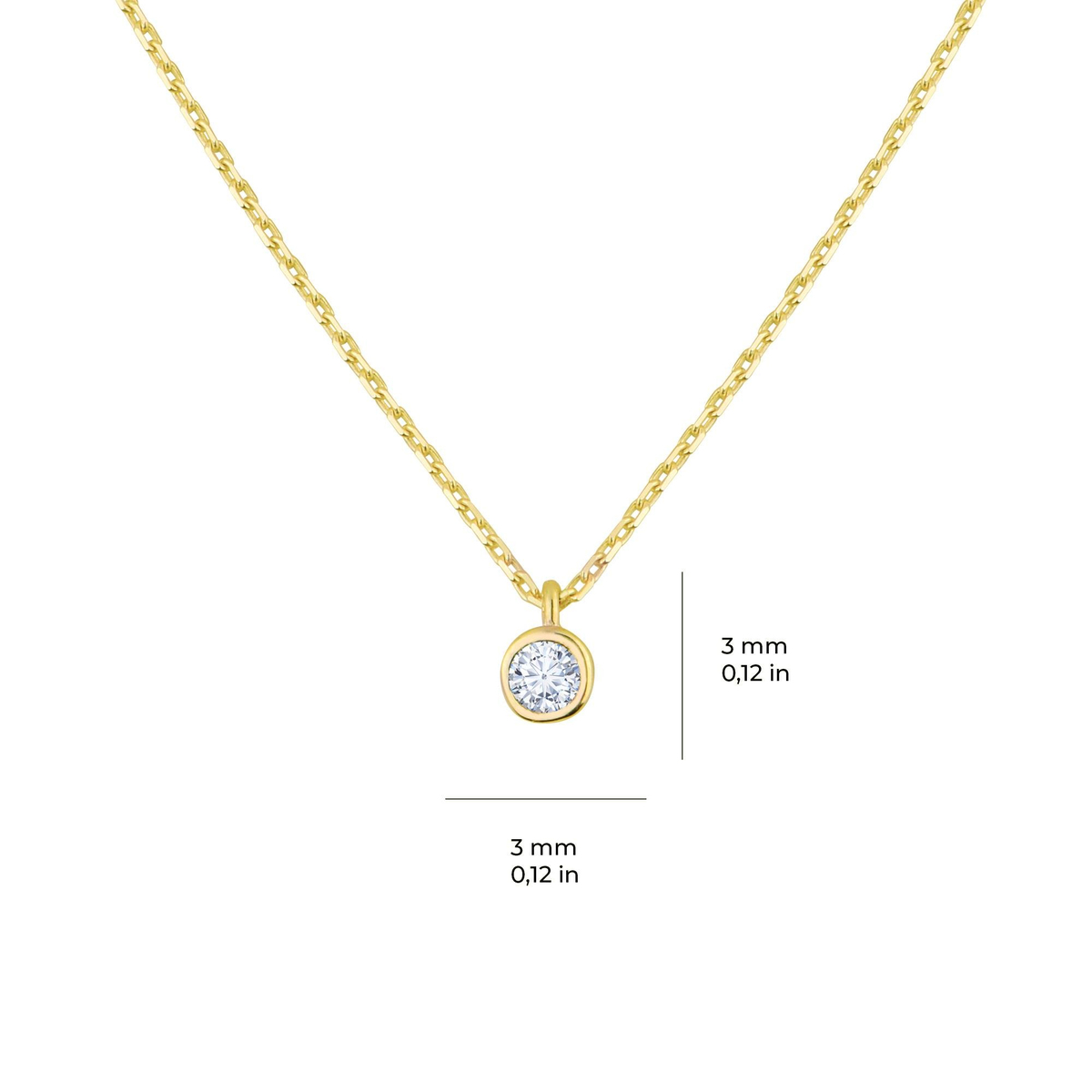 14 Ayar Tektaş Altın Kolye