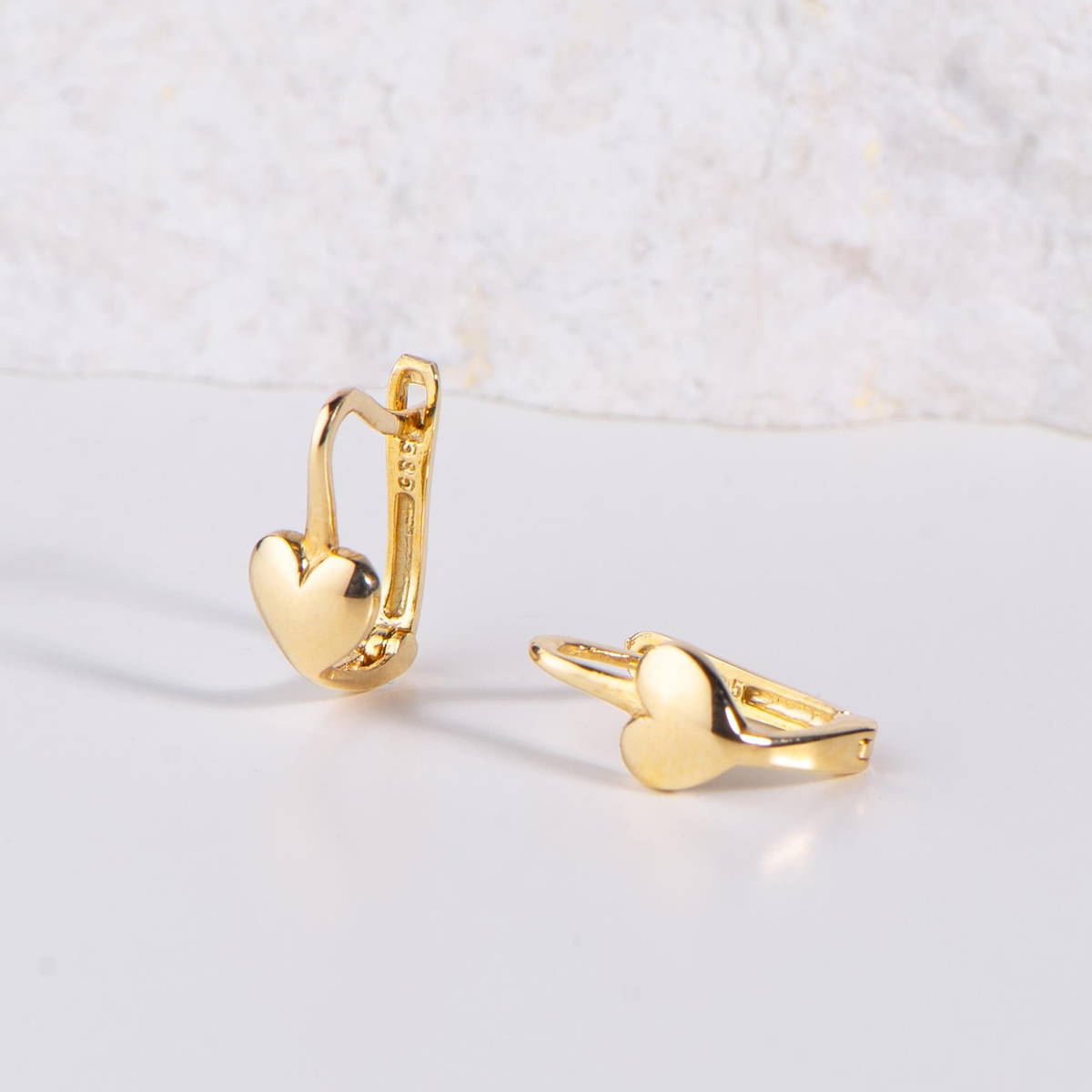 14 Ayar Kalp Altın Küpe