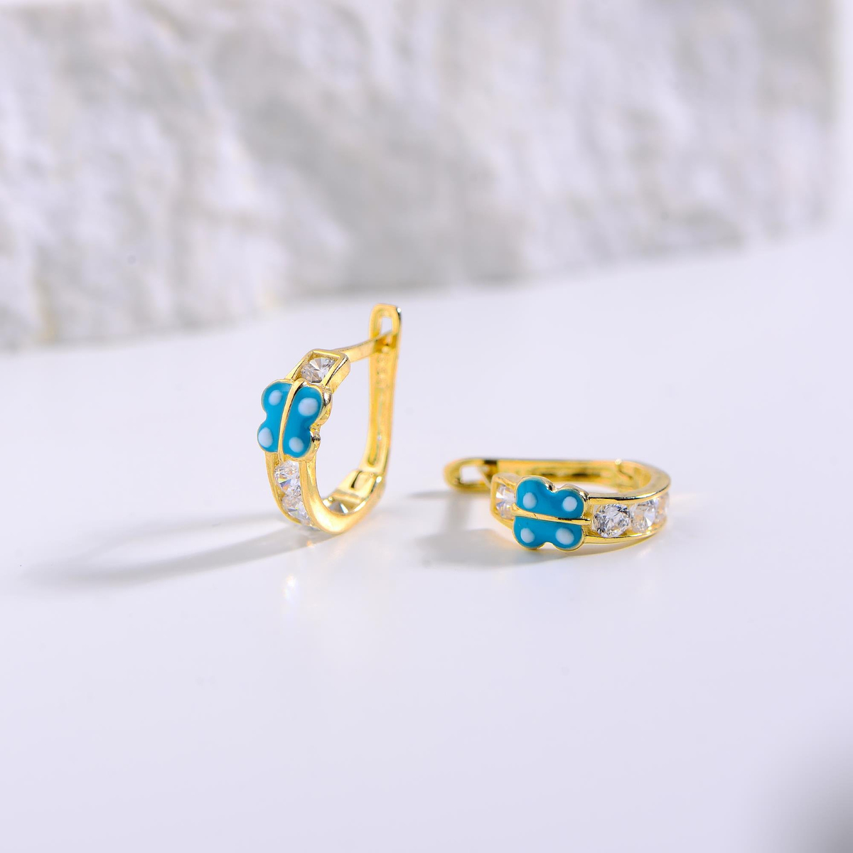 14 Ayar Altın Kelebek Halka Çocuk Küpe