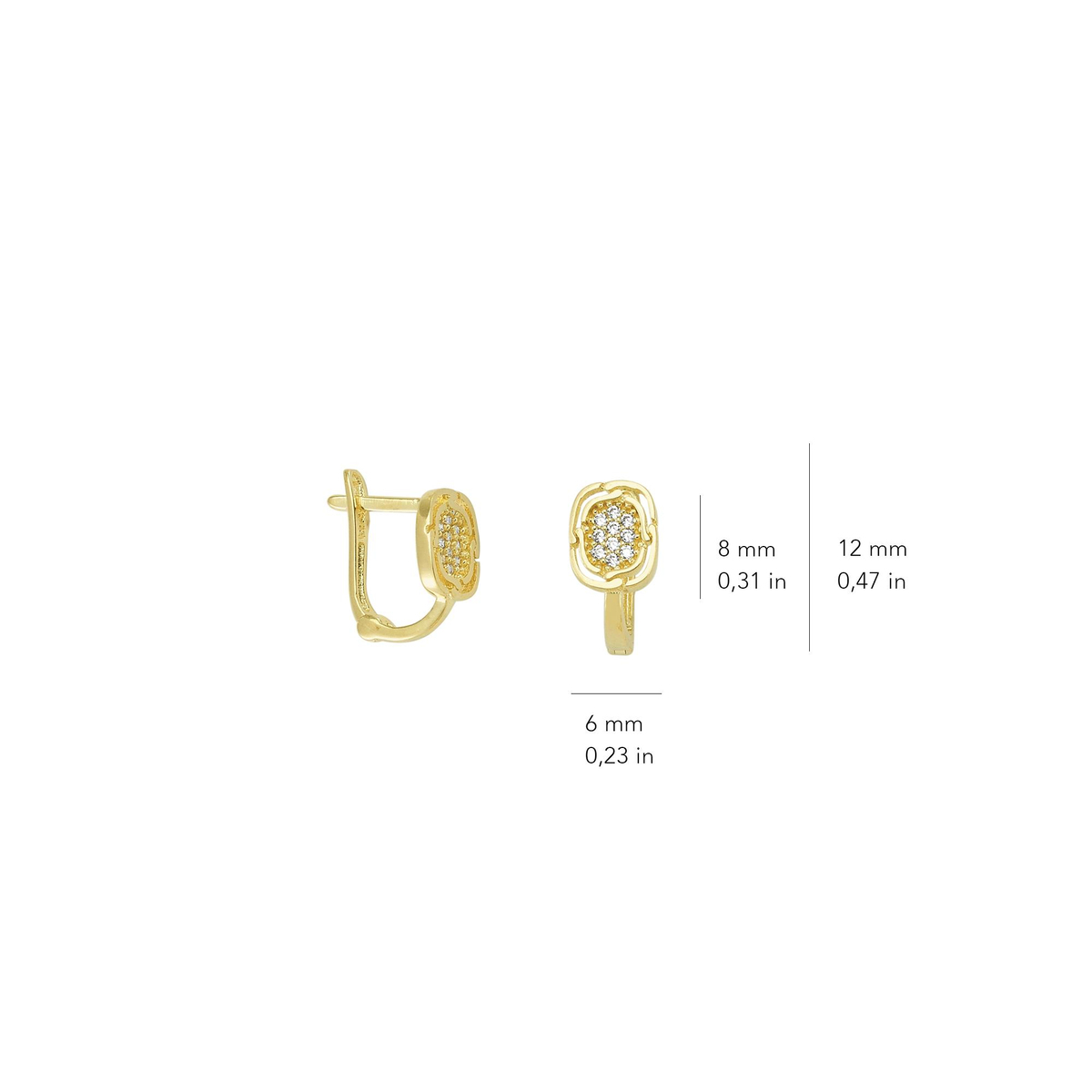 14 Ayar J Model Taşlı Altın Küpe