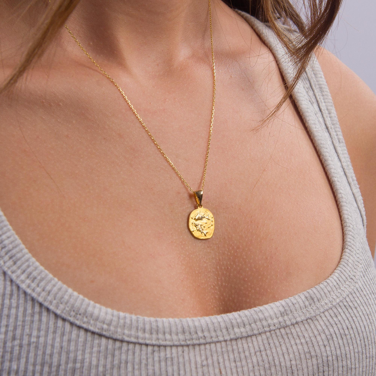 14 Ayar Altın Balık Burç Kolye Ucu