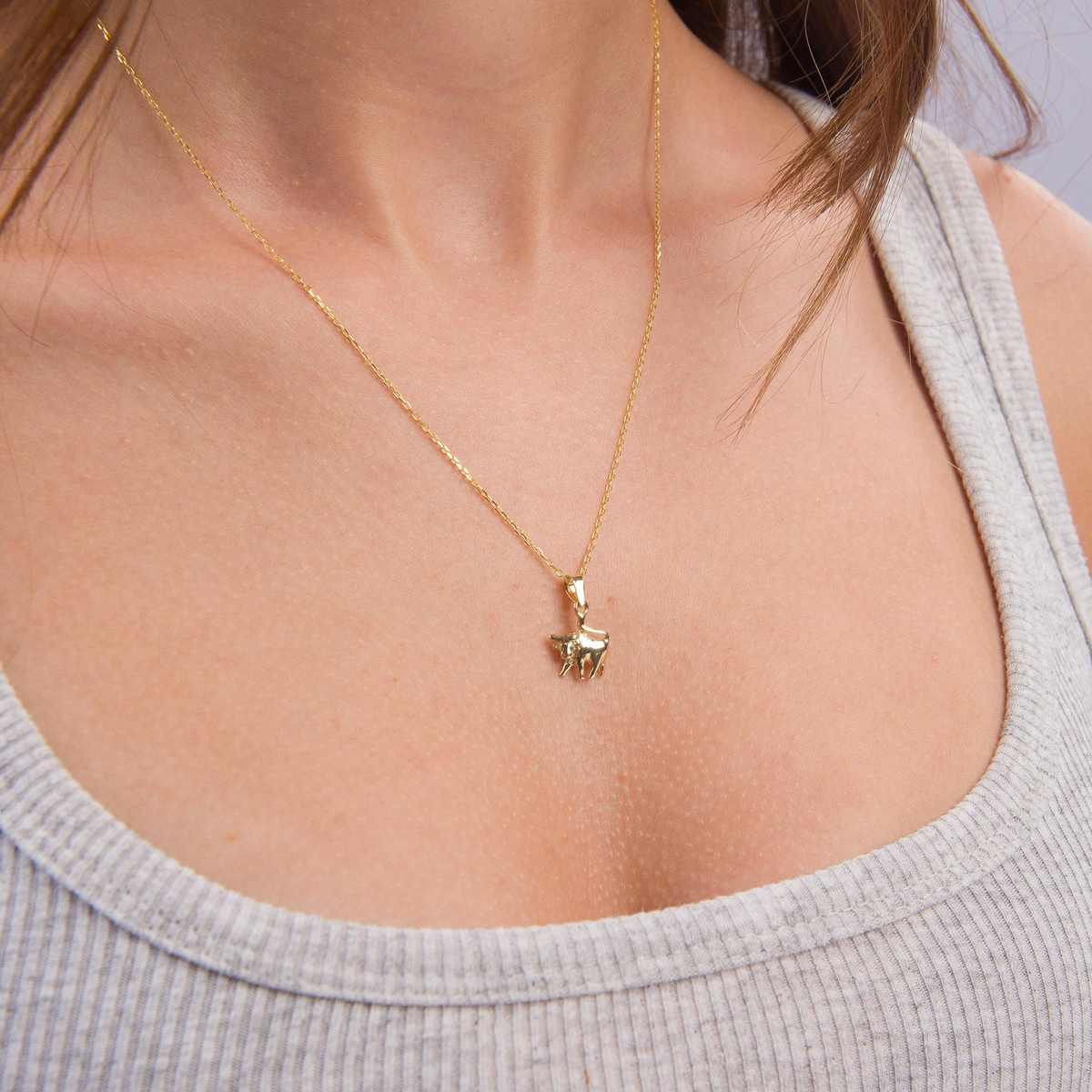 14 Ayar Altın Boğa Burç Kolye Ucu