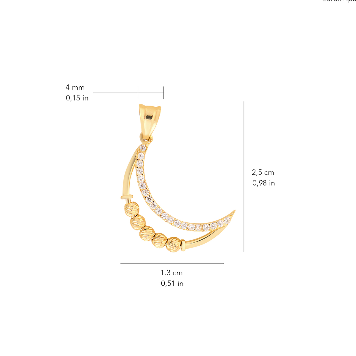 14 Ayar Altın Dorika Toplu Hilal Altın Kolye Ucu