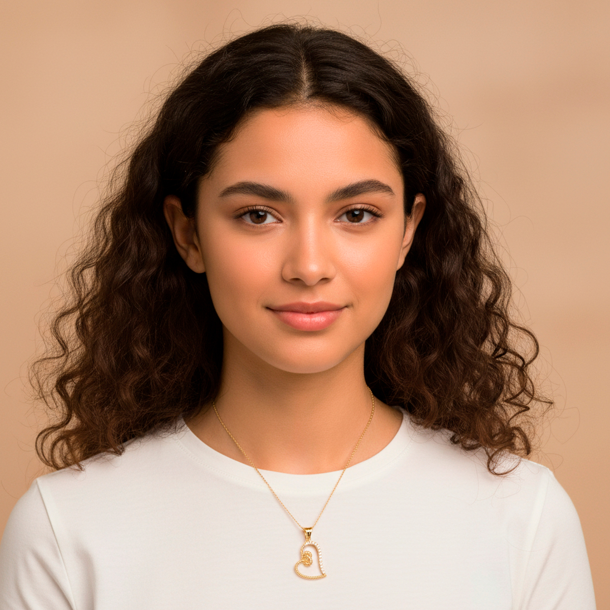 14 Ayar Altın Halat Kalp Taşlı Kolye Ucu