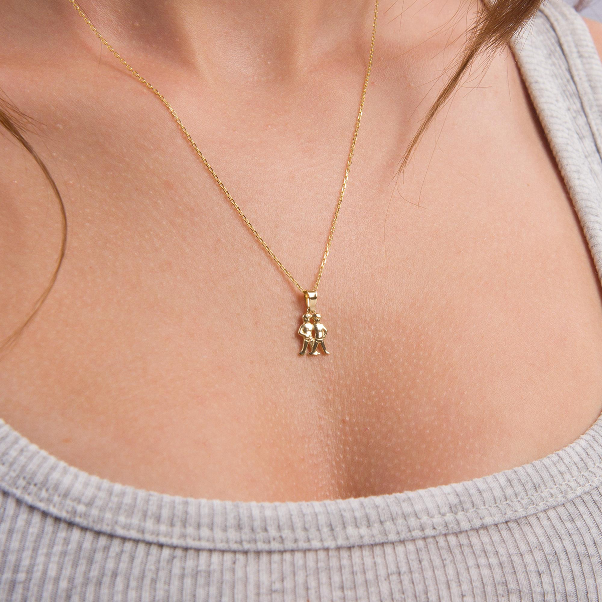 14 Ayar Altın İkizler Burç Kolye Ucu