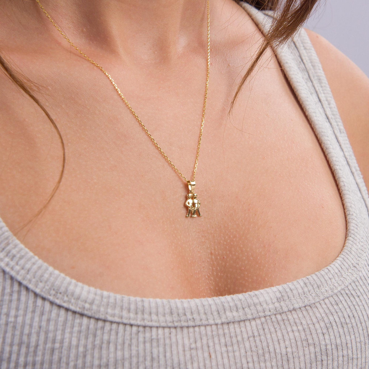 14 Ayar Altın İkizler Burç Kolye Ucu