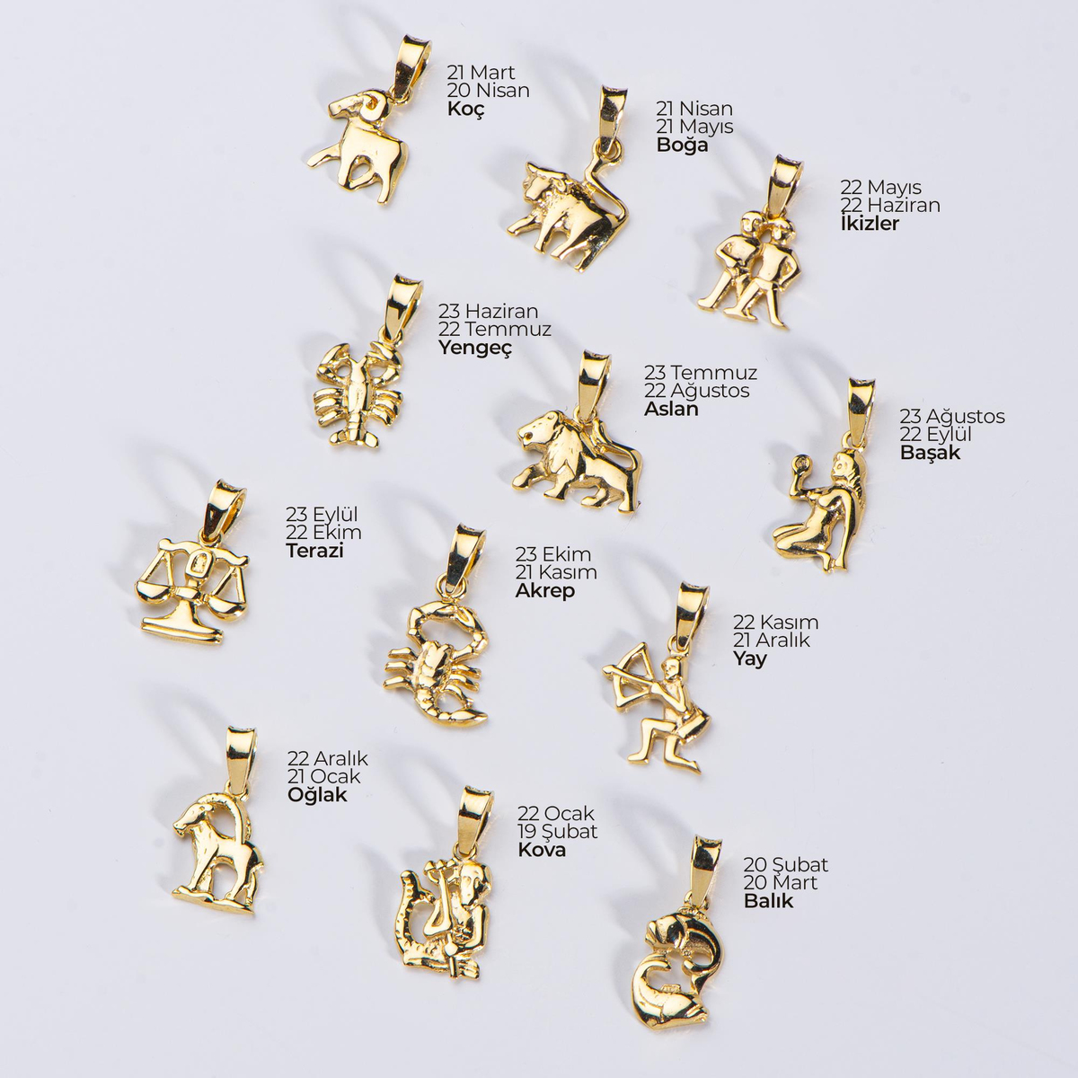 14 Ayar Altın İkizler Burç Kolye Ucu